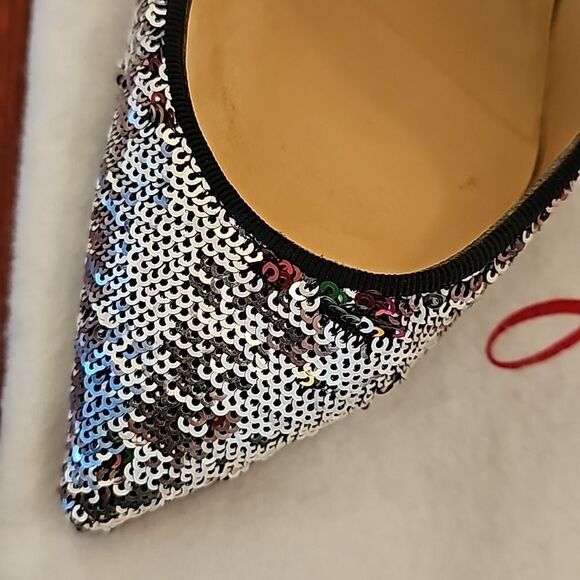 Christian Louboutin Pigalle Follies 100 Reversable Sequin Pointed Pumps 39.5 - Picture 4 of 12